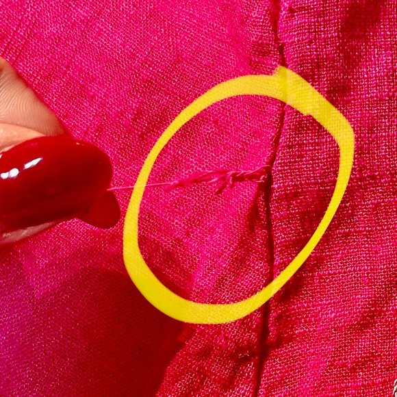 Cristina Vergani Italian Linen Blend w/ Embroidered Rosettes Pink Midi Dress - Picture 9 of 11